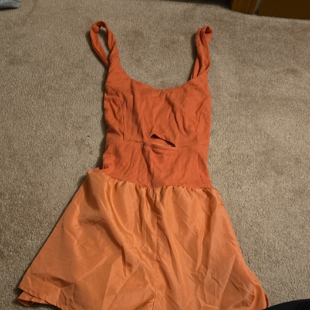 Orange Sleeveless Romper